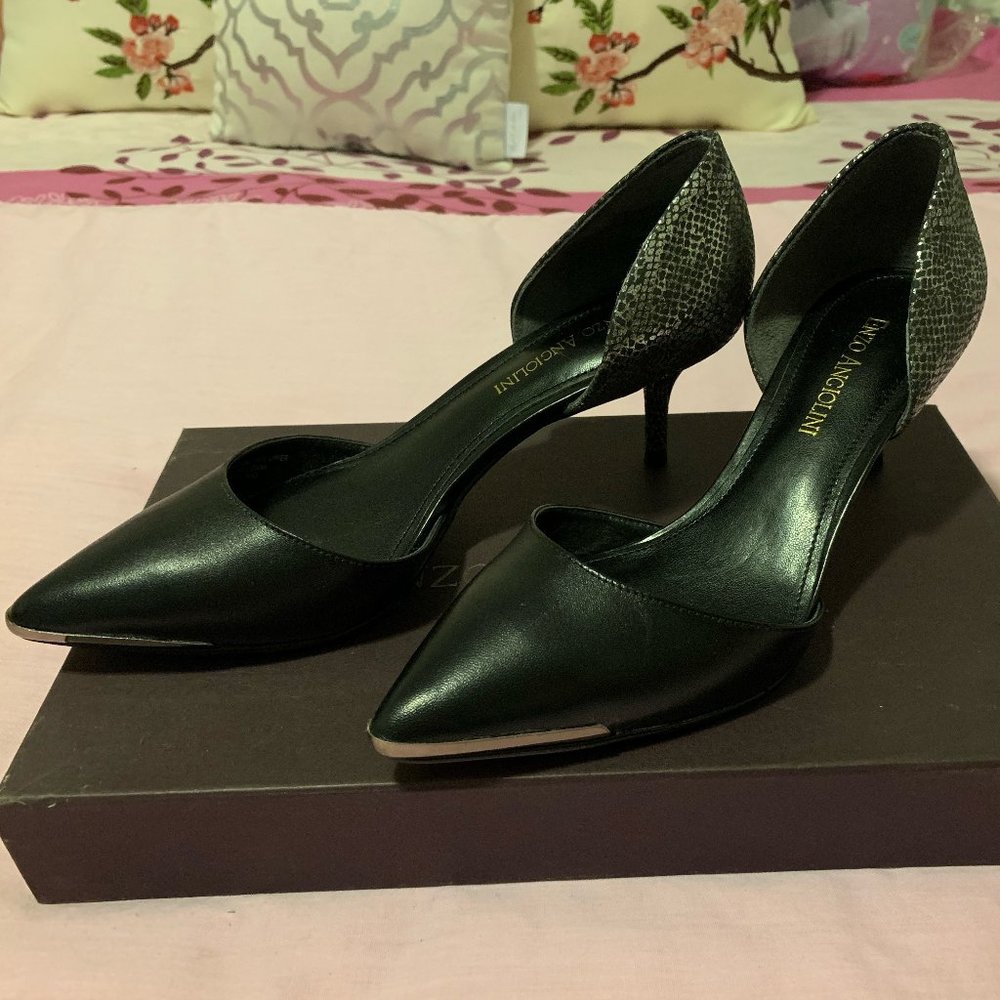 Enzo Angiolini Black x Snakeskin pointed heels